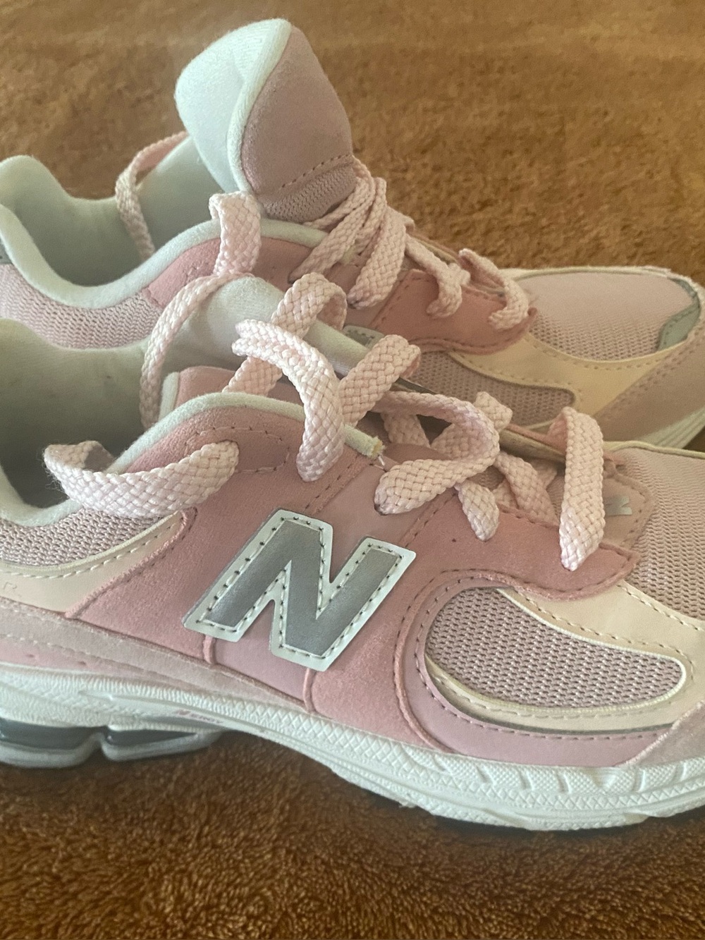 New Balance Kids Pink and White Athletic Sneakers